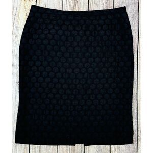 Anthropologie MAEVE Goban Pencil Skirt Size‎ 8 Black Straight Textured Polka Dot
